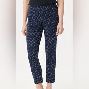 Isaac Mizrahi Knit Cigarette Pants Navy White Microdot Retro French-Girl Size 8